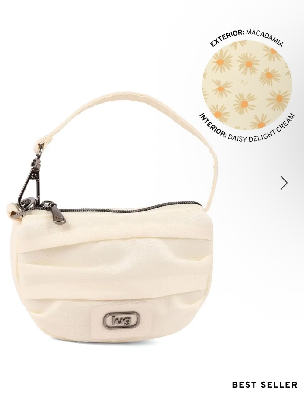 lug Macadamia Pleated Wristlet in Cream